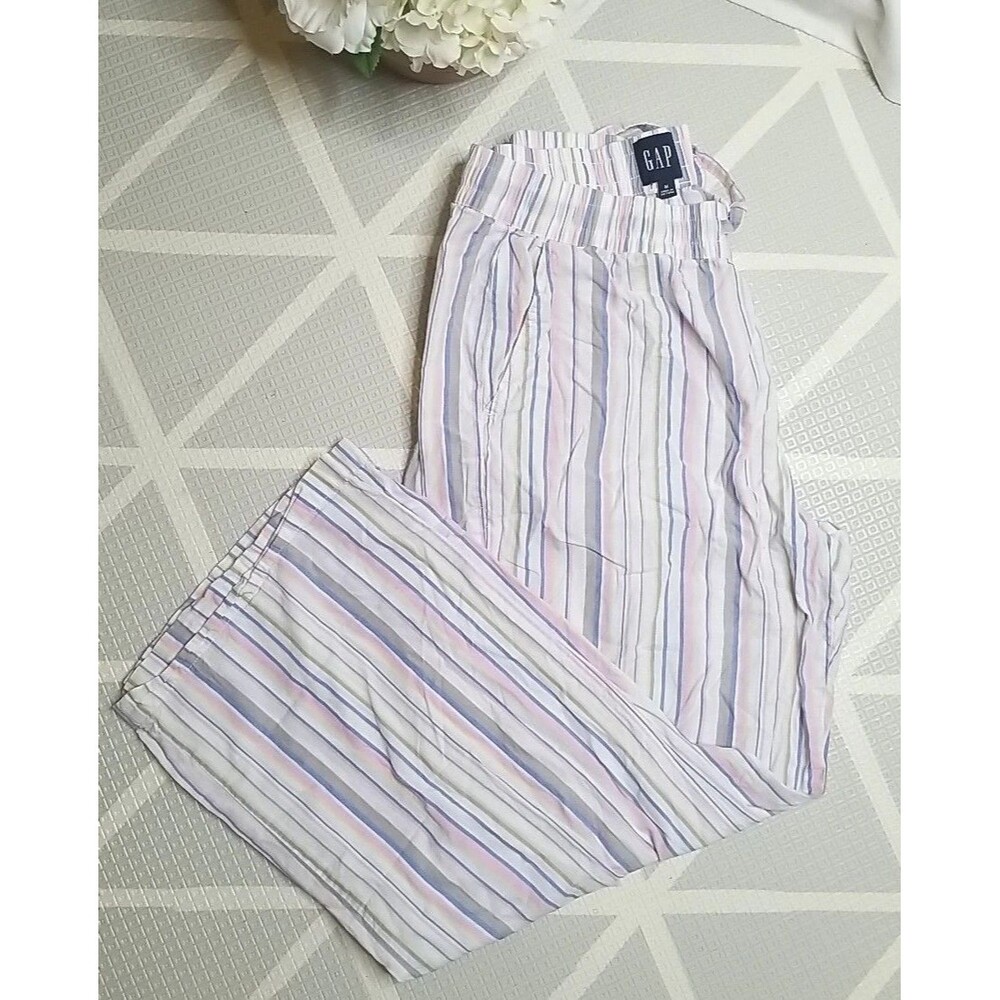 Love by Gap Women’s Medium Pj Pajama Pants Striped Drawstring Elastic Waistband